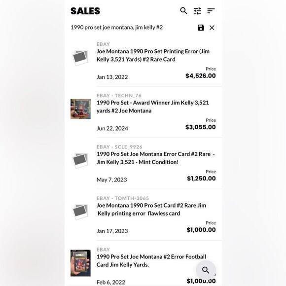 1990 pro set joe montana, jim kelly #2 error card rare mint condition - Picture 3 of 3